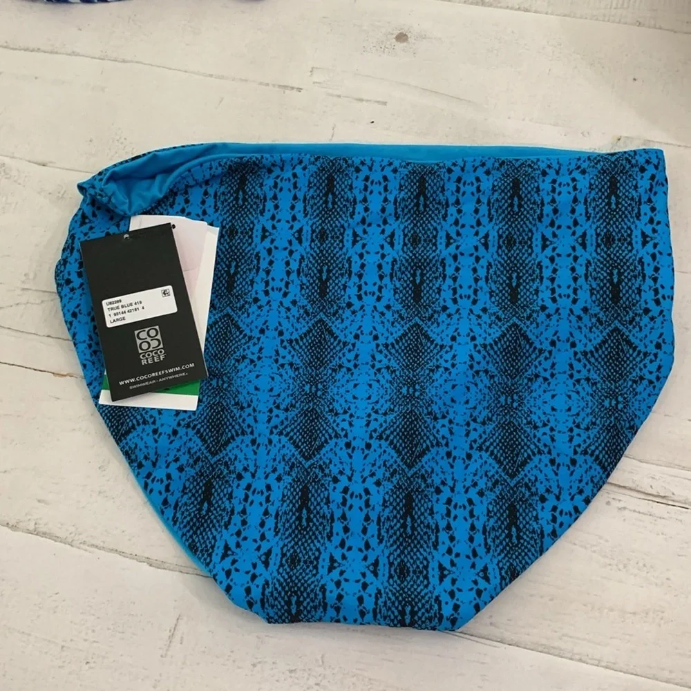 Coco Reef Blue Snake Print Reversible Bikini Bottom NWT Various
